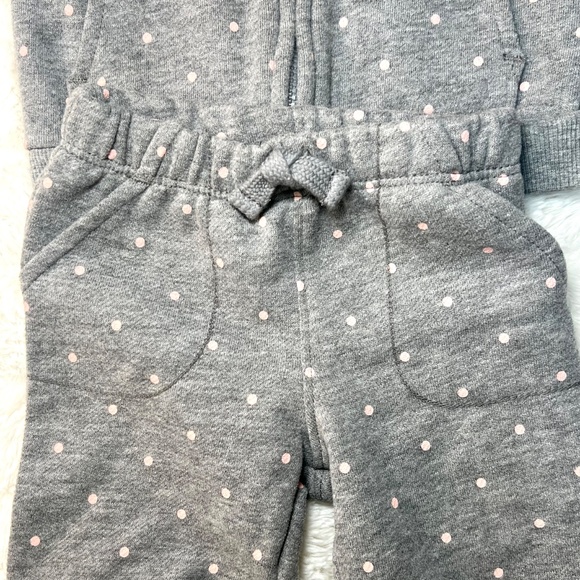 Carter's Gray and Pink Polka Dot Matching Set 3 Months - Picture 3 of 5